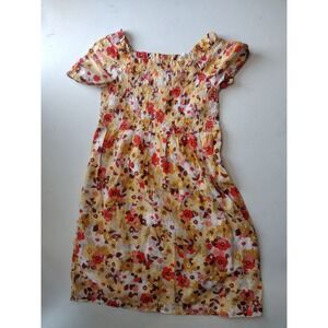 Carters Kid Girls Floral Smocked Dress Yellow‎ Orange Red Boho Size 5 Pocket